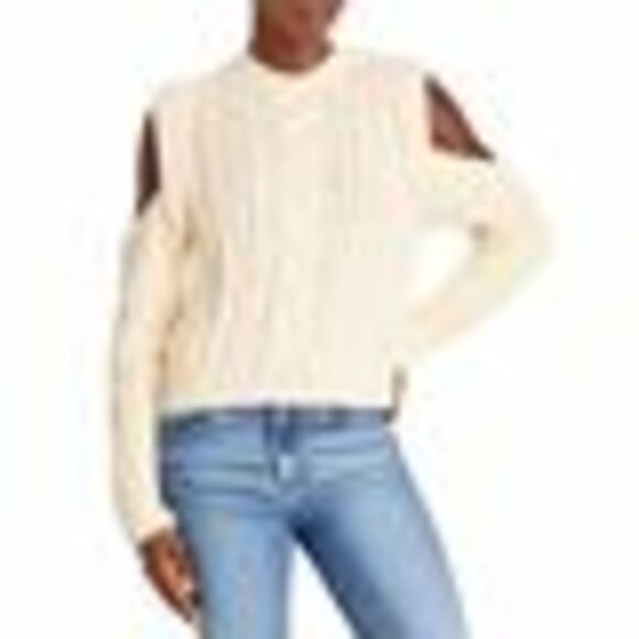 AQUA Elsie Cut Out Sweater In Ivory - M - Picture 3 of 3